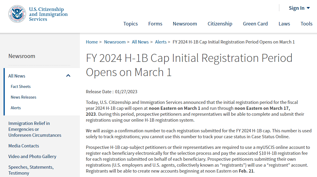 皇冠信用盘登3代理申请_注意皇冠信用盘登3代理申请！2024财年H-1B抽签注册将于3月1日开始